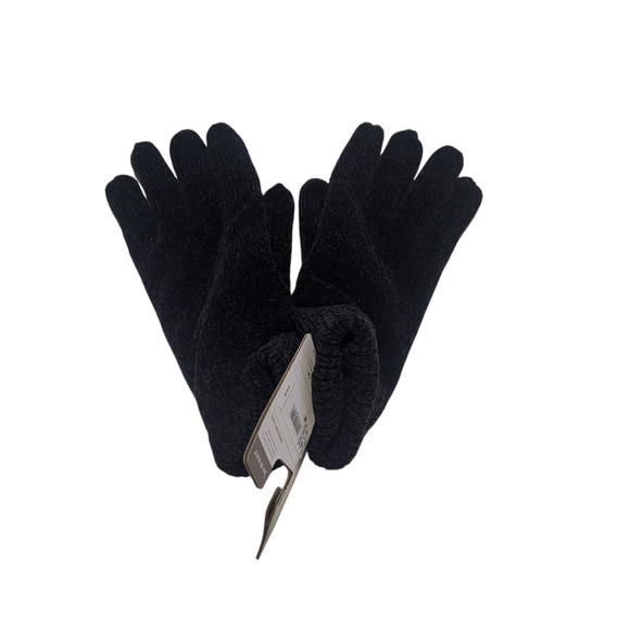 NWT Isotoner eco comfort black velvet like gloves, one size - Picture 2 of 4